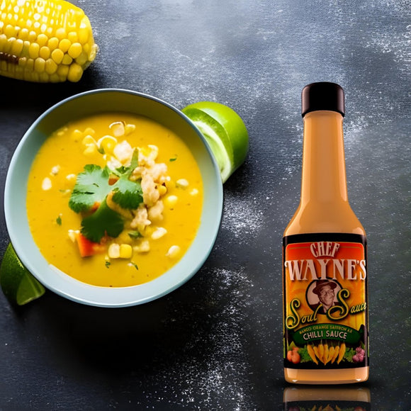 Creamy Corn and Crab Chowder with Mango Orange Saffron Sauce - SoulFlavors